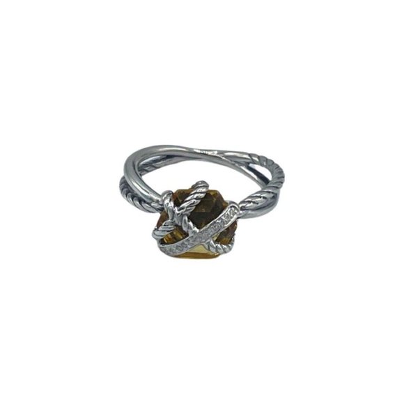 Authentic David Yurman Cable Wrap 10mm Citrine & Diamond Ring Sz 6